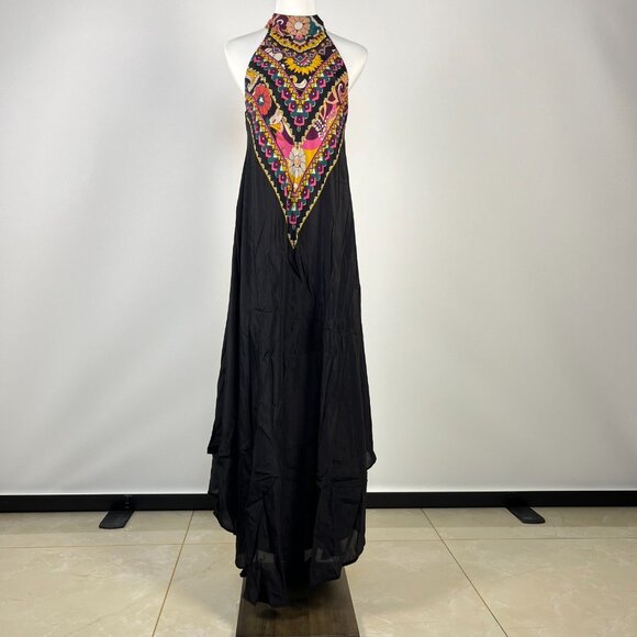 $465 NWOT JOHNNY WAS JADE Silk Blend NADIA Halter Floral Maxi Dress Size S - Picture 2 of 12
